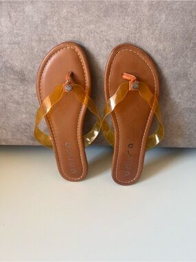 Unisa Amber Clear-Strap Tan Thong Sandals
